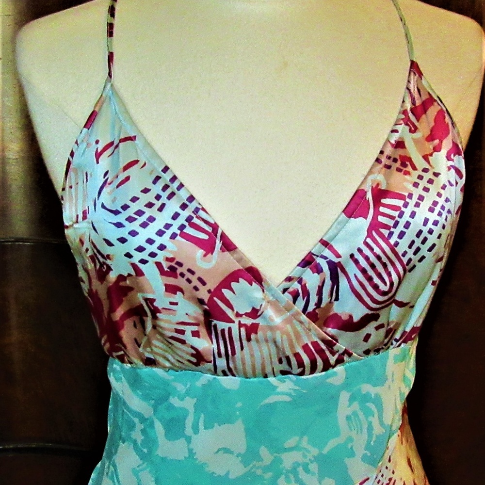 MAJICK PATCHWORK HALTER MAXI SUNDRESS-M